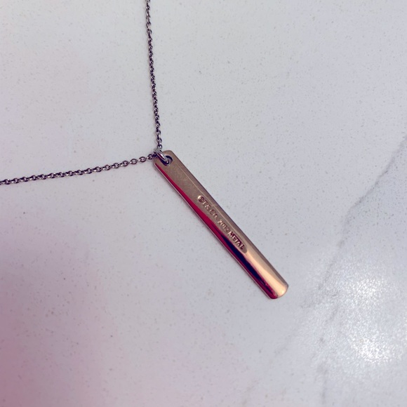 Tiffany & Co Sterling Silver & Rubedo 1837 Bar Pendant 16" Necklace - Picture 3 of 5